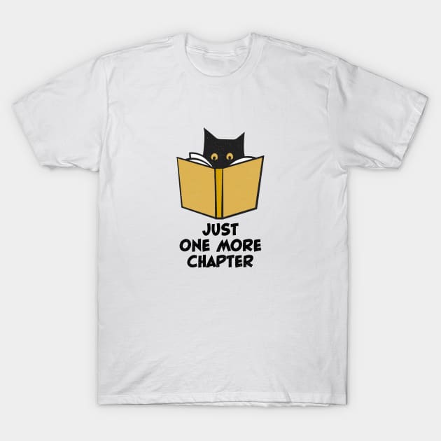 Black Cat Reading Just One More Chapter T-Shirt by Commykaze